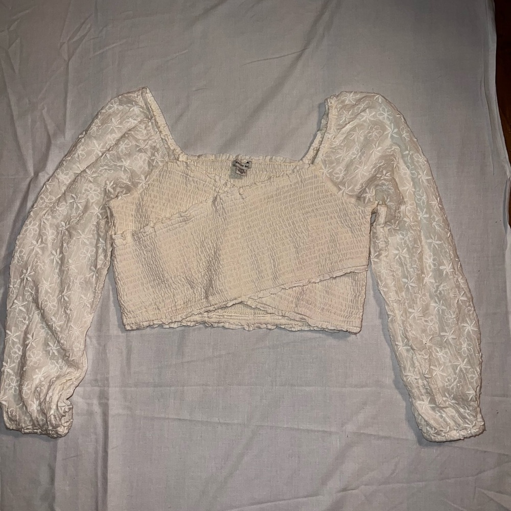 American Eagle Outfitters Cream Crop Top